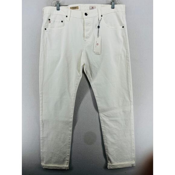 AG ADRIANO GOLDSCHMIED Jeans Mens 38 Matchbox Selvedge Slim Straight White NEW